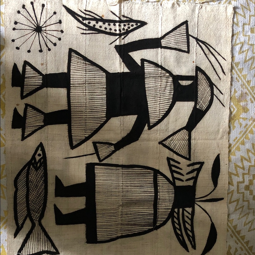 Authentic African Mud Cloth Senufo Korhogo Tapestry from the Ivory Coast